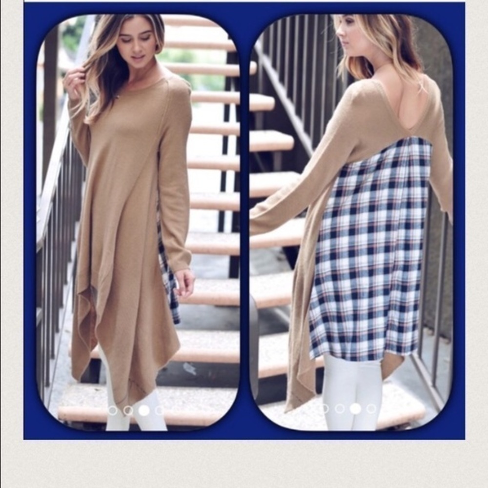 Asymmetrical Sweater w/Plaid - Picture 4 of 4